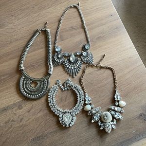 Set of 4 rhinestone statement necklaces